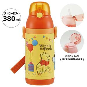 水筒 ボトル 480ml 保冷 直飲み 3Dロック付 ワンプッシュ 子ども 子供 キッズ キャラクター スケーター ディズニー くまのプーさん