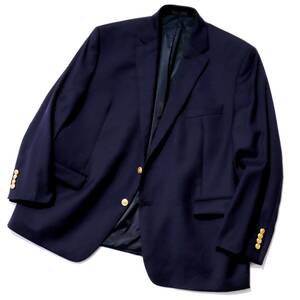 幻の2XL以上!!!「ラルフローレン/RALPH LAUREN」希少ビッグサイズ◎通年極上ウール素材 ネイビー 金釦 紺ブレザー ジャケット 紺ブレ 46S