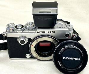 OLYMPUS PEN-F　ミラーレス一眼　ボディ　オリンパス　ショット回数284回　バッテリー　ストロボ付き