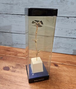 ヴィンテージ ミキモト ベビーパール付き 花の置物 フラワーオブジェ 本真珠 金属製 インテリア MIKIMOTO レトロ