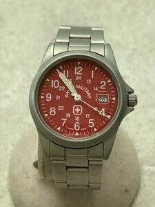 SWISS MILITARY WATCH◆クォーツ腕時計/アナログ/ステンレス/RED/SLV/6-613