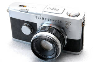 OLYMPUS オリンパス 昔のハーフ専用 高級一眼レフカメラ PEN-Fボディ + レンズ付 希少品 ジャンク