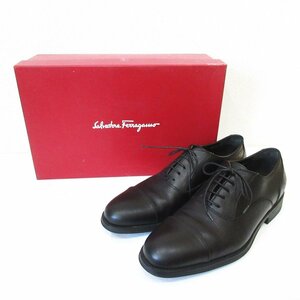 美品 Salvatore Ferragamo サルヴァトーレフェラガモ レザー ストレートチップ ビジネスシューズ サイズ6 1/2 約24.5cm ブラック