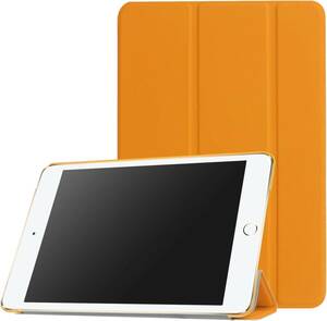 特価！！PUレザーケース 超薄 軽量型 スタンド機能 スマートカバー ケース 三つ折 クリアカバー iPad mini4 用 オレンジ