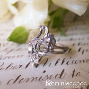 【ロココの薫り漂う銀の指輪】ヴィンテージ イギリス シルバー リング　ロカイユ◆◆Vintage Rococo Style Sterling Silver Ring◆