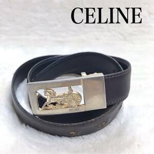 CELINE セリーヌ 馬車金具 バックル リバーシブル レザー ベルト 金