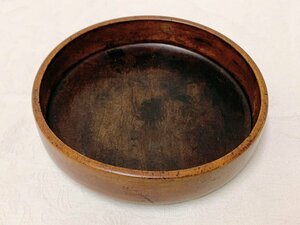 13372/天然木製 丸盆 煎茶盆 刳り貫き丸盆 煎茶道具 木工芸 古道具タグボート