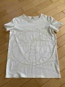 HERMES 白　レース使い　Tシャツ　エルメス