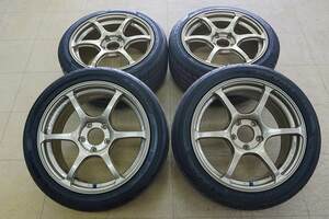 送料無料【中古 SET】ヨコハマ アドバンレーシング RG3 17インチ 5H114.3 8J+54 9J+63 フレバ 225/45R17 22年 245/40R17 23年 ホンダ