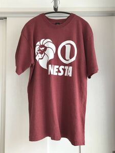 NESTA 半袖 Tシャツ L ロゴ tee トップス シャツ ワインレッド バーガンディ ネスタ レゲエ アメリカ ストリート 送料無料