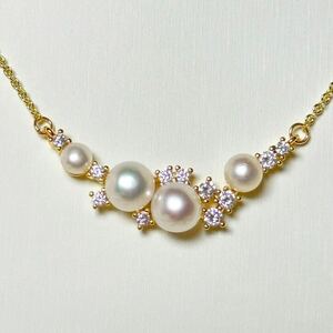 花珠級本真珠ネックレス　4-8mm 天然パールネックレス40+5cm &2