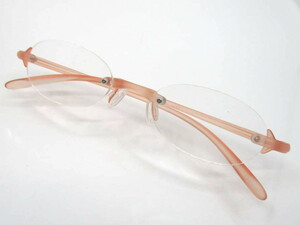 【送料無料】 老眼鏡 ＋2.0 軽量 リーディンググラス シニアグラス TR90 ツーポイント 枠なし ピンク シンプル おしゃれ ケース付き