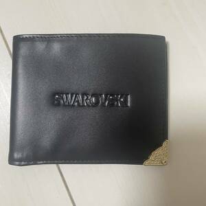 SWAROVSKI スワロフスキー　二つ折り財布　お札入れブラック