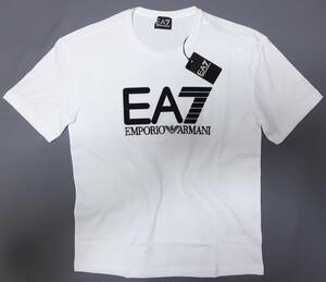 [新品] EA7 / EMPORIO ARMANI　ビッグ刺繍ロゴ入り【メンズ・ジャージ半袖Tシャツ】◆2023年春夏モデル　サイズ：M(48相当)　◆色：白
