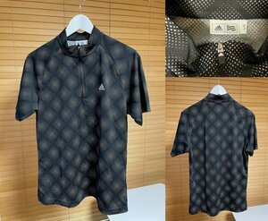 【必見です 】国内正規品 adidas GOLF Taylor made アディダス ゴルフ テイラーメイド JO437 ハーフジップ ロゴ刺繍 Tシャツ L ブラック系