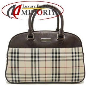 BURBERRY バーバリー ミニボストンバッグ ノバチェック PVCxレザー ベージュ ブラウン/251293【中古】