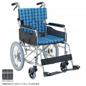 スタンダードモジュール 車いす 介助式・背折れ グリーンチェック SMK30-3843GC