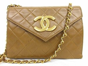 ヴィンテージ【シャネル CHANEL】 0番台 ミニマトラッセ デカココ Vフラップ ラムスキン ショルダーバッグ ライトブラウン系 ■5HT2658■