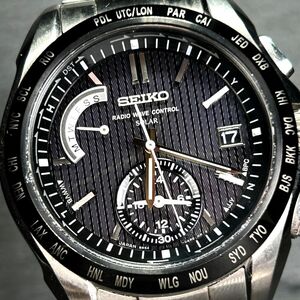 良品 SEIKO セイコー BRIGHTZ ブライツ SAGA131 腕時計 電波ソーラー アナログ ブライトチタンケース カレンダー ブラック 動作確認済み