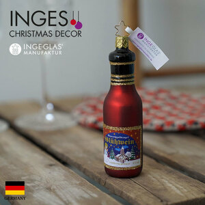 クリスマスツリー 飾り オーナメント INGE-GLAS MANUFAKTUR クリスマスワイン ブラウン ドリンク お酒 12cm［10115S013］