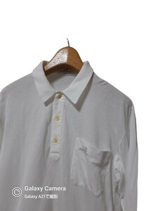 dunhill sprot ダンヒルスポーツ 長袖ポロシャツ サイズL ホワイト 白 ワンポイント コットン 刺繍ロゴ メンズ トップス 