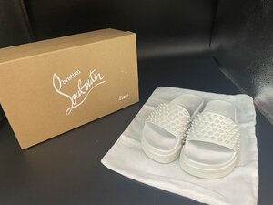 〓 【Christian Louboutin クリスチャンルブタン POOL FUN DONNA FLAT CALF サンダル スタッズ ホワイト 35.5 レディース 箱付き】HO9389