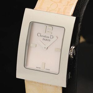 1円 稼動 クリスチャンディオール Ⅾ78-109 QZ シェル文字盤 レディース腕時計 KTR 6406000 4MGY