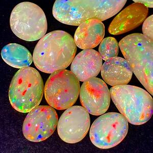 遊色効果抜群!!●天然オパール21点おまとめ●m 45ct ルース 裸石 宝石 ジュエリー jewelry opal 遊色 water fire white k