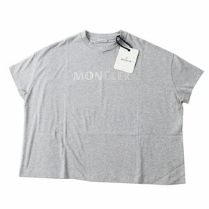 未使用品◎正規品 トルコ製 MONCLER モンクレール F10938C70410 V8094 レディース ロゴ 半袖 Tシャツ グレー×シルバー M タグ付き