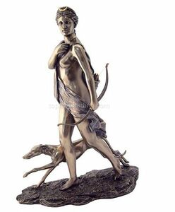 ダイアナ 狩猟の女神 ギリシャ神話 ブロンズ風仕上げ彫像（輸入品）