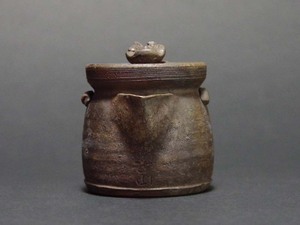 岡安宮山人作南蛮手茶瓶泡瓶急須茶器備前宝瓶名工名品茶陶茶道具古美術愛好家蒐集品