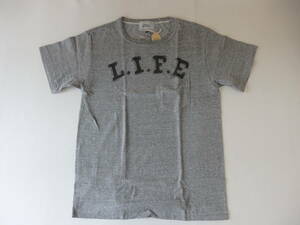 新品D.M.G SPELL BOUNR LOOP WEEL(ループウィール) LIFE プリント半袖ポケットTシャツ COL/17-9 Gray SIZE/M(2)　