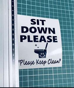 SIT DOWN PLEASE ステッカーplease keep cleanカッティングステッカー