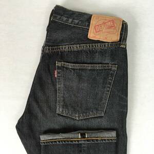 【旧】DENIME ドゥニーム ORIZZONTI オリゾンティ SHINS シンズ 66タイプ 日本製 ブラック セルビッチ 黄耳 赤タブ 紙パッチ ユーズド加工