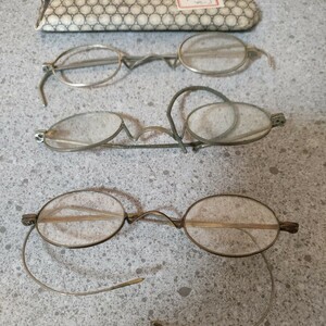 丸メガネ ３点まとめて 丸眼鏡 アンティーク メガネ 眼鏡 ヴィンテージ 昭和レトロ 眼鏡フレーム 古い眼鏡 時代物 ジャンク　k3-1
