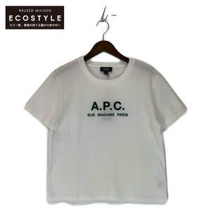 A.P.C. アーペーセー ホワイト 23243-1-90132 グリーン刺繍 Tシャツ ホワイト S トップス コットン レディース 中古