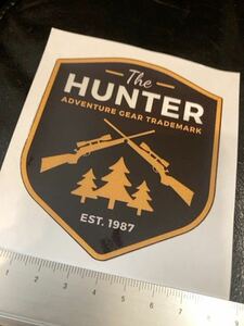 HUNTER 防水ステッカー】95x80mm ハンター 狩猟 射撃 シューティング ハンティング 猟友会 レインブーツ アウトドア