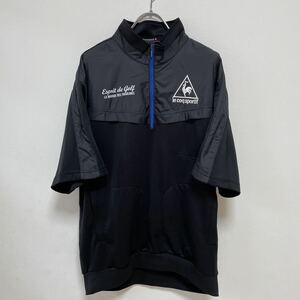 le coq sportif ルコックスポルティフ メンズ ゴルフ ウェア 半袖 プルオーバー ハーフジップ ブラック黒 サイズLL 美品