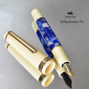 ◆●万年筆【JINHAO/ジンハオ】82ミニ/mini シーブルー 青モザイク BLUE アクリル軸 両用式 EF 極細 携帯 新品 1円～/JH166SBL