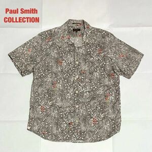 【人気】Paul Smith COLLECTION　ポールスミス　総柄シャツ　開襟シャツ　田園　花柄　猫じゃらし　ユニセックス　個性的　134387 896S