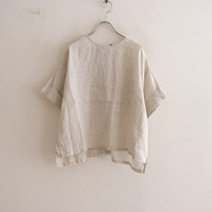 【美品/定価1.4万】フォグリネンワーク fog linen work *メルTシャツ*麻ベージュプルオーバーブラウス(25-2404-140)【72D42】