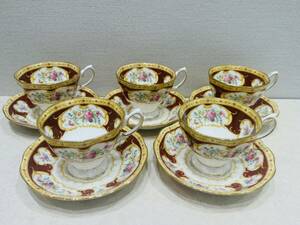 M3858 1円～ ROYAL ALBERT ロイヤルアルバート Lady Hamilton レディーハミルトン カップ＆ソーサー 5客セット