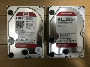 Western Digital WD40EFRX 4TBx2個セット 3.5inch HDD 動作確認済 正常判定 使用時間29454時間、52643時間