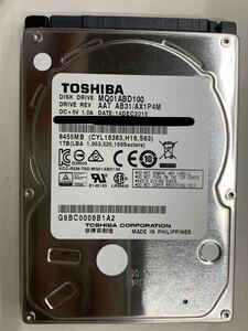 使用時間 904時間 正常 TOSHIBA MQ01ABD100 1000GB 1TB n20240520-15