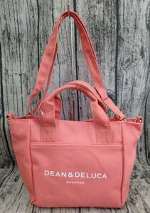 DEAN＆DELUCA ディーン ＆ デルーカ キャンバス 2way ショルダーバッグ ハンドバッグ ミニ ピンク 美品 12th ANNIVERSARY