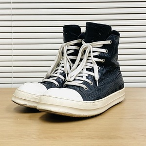 【希少】Rick Owens Python Leather RAMONES SNEAKERS BLACK MILK 42 / リックオウエンス レザー スニーカー パイソン 蛇革 ラモーンズ