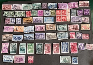 1940年代〜60年代　アメリカ・カナダ　55種 66枚　使用済み切手　一部未使用）