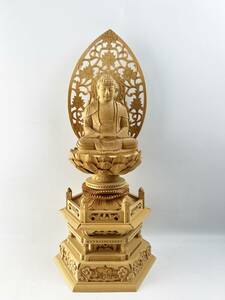 木彫り　仏教美術　仏像　１円～　時代物　精密彫刻　観音菩薩　置物　木製　