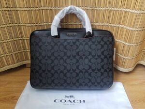 コーチ COACH アウトレット レザー 2WAY ビジネスバッグ ブリーフケース メンズ F73420 ブラック 保存袋付き 新品未使用