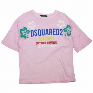 18SS ディースクエアード DSQUARED2 REGULAR FIT Tシャツ 半袖 プリント ロゴ カットソー XS ピンク S72GD0076 S22507/9 レディース ☆AA★